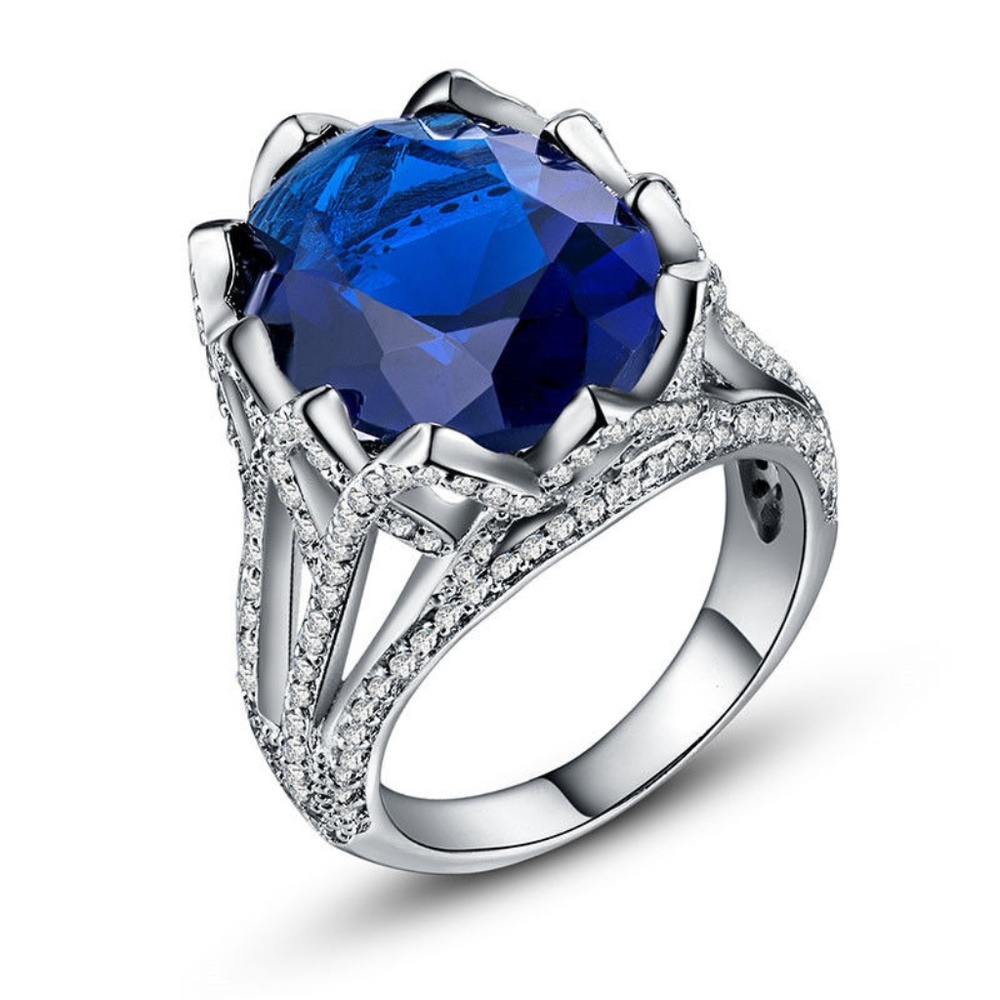 Elegant 925 Silver Ring  2.75ct Blue Sapphire New - Picture 4 of 4